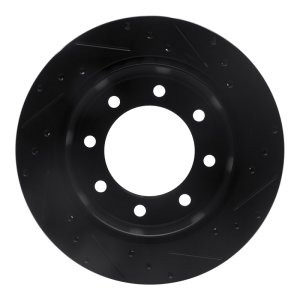 Chevrolet Silverado 2500 Brake Rotor (1) - Rear Left - R1 Concepts - Drilled & Slotted - Black - `99-`20